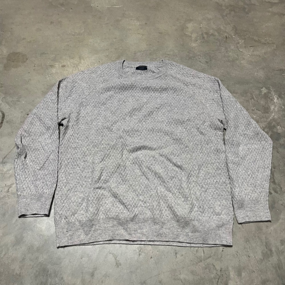Daniel Hechter Paris 100% Cashmere Sweater Mens XL Gray Textured Knit Crewneck